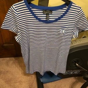 Ralph Lauren Women's Blue & White Striped Top L